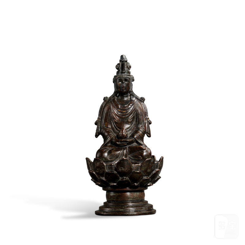A bronze seated figure of Guanyin, Liao dynasty | 遼 銅觀音坐像